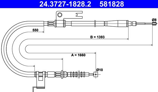 ATE 24.3727-1828.2 - Трос, гальмівна система autozip.com.ua