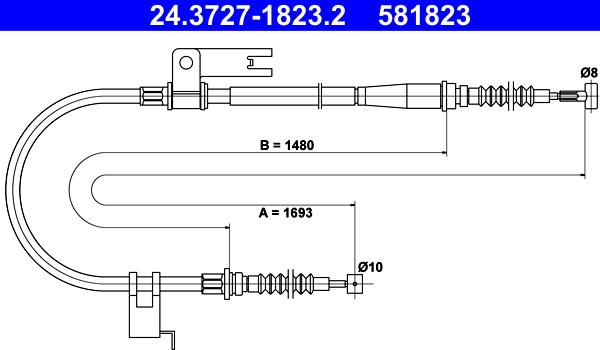 ATE 24.3727-1823.2 - Трос, гальмівна система autozip.com.ua