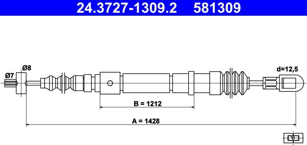 ATE 24.3727-1309.2 - Трос, гальмівна система autozip.com.ua