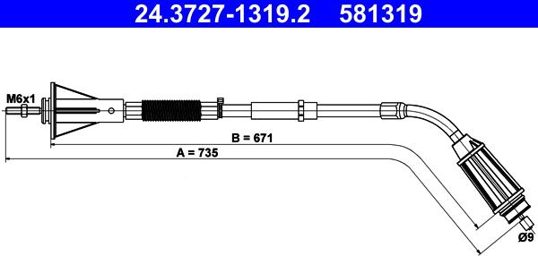 ATE 24.3727-1319.2 - Трос, гальмівна система autozip.com.ua