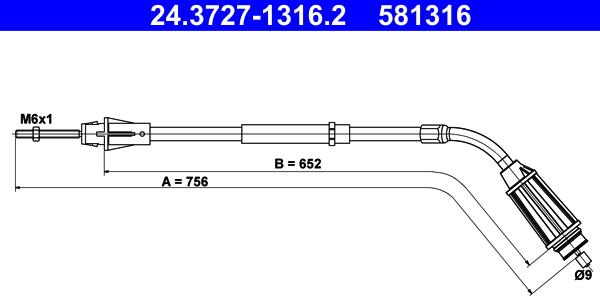 ATE 24.3727-1316.2 - Трос, гальмівна система autozip.com.ua