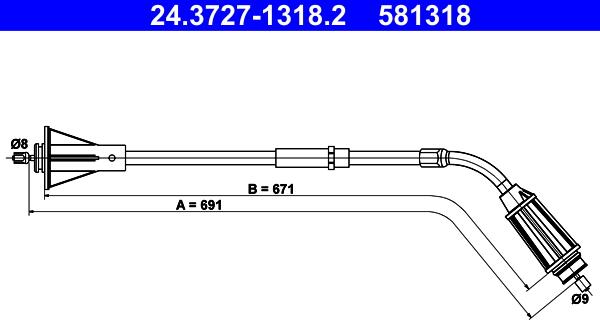 ATE 24.3727-1318.2 - Трос, гальмівна система autozip.com.ua