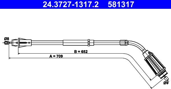 ATE 24.3727-1317.2 - Трос, гальмівна система autozip.com.ua