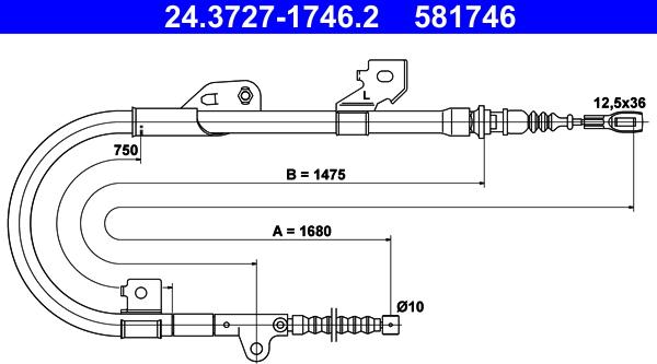 ATE 24.3727-1746.2 - Трос, гальмівна система autozip.com.ua