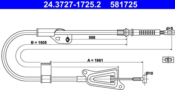 ATE 24.3727-1725.2 - Трос, гальмівна система autozip.com.ua