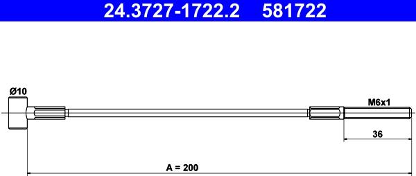 ATE 24.3727-1722.2 - Трос, гальмівна система autozip.com.ua