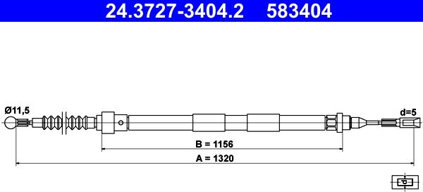 ATE 24.3727-3404.2 - Трос, гальмівна система autozip.com.ua