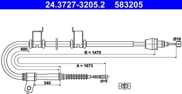 ATE 24.3727-3205.2 - Трос, гальмівна система autozip.com.ua