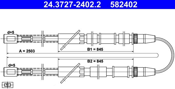 ATE 24.3727-2402.2 - Трос, гальмівна система autozip.com.ua