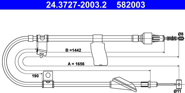 ATE 24.3727-2003.2 - Трос, гальмівна система autozip.com.ua