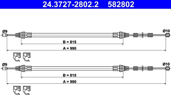 ATE 24.3727-2802.2 - Трос, гальмівна система autozip.com.ua