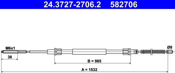 ATE 24.3727-2706.2 - Трос, гальмівна система autozip.com.ua