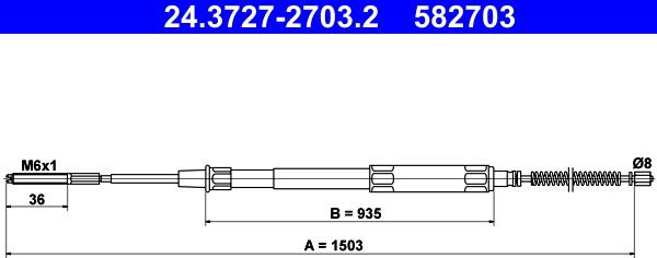 ATE 24.3727-2703.2 - Трос, гальмівна система autozip.com.ua