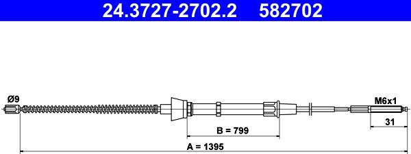 ATE 24.3727-2702.2 - Трос, гальмівна система autozip.com.ua