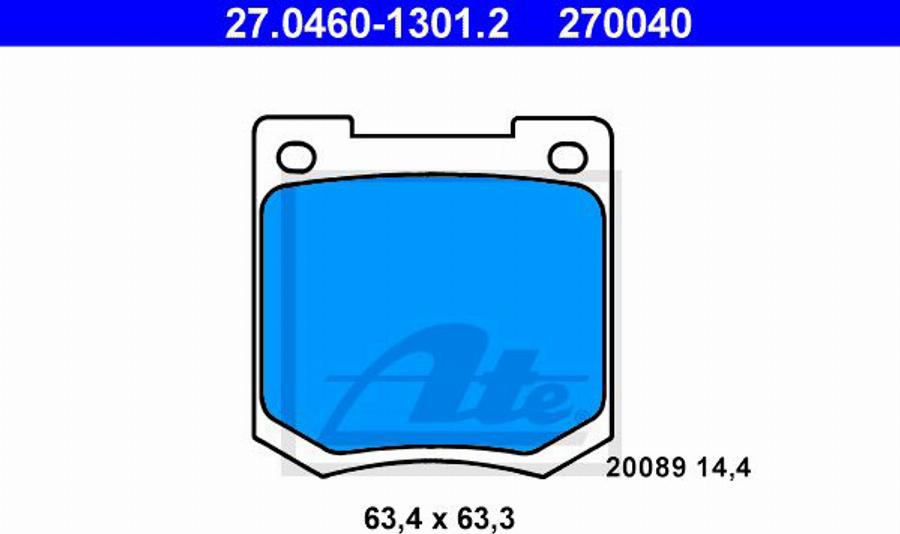 ATE 270040 - Гальмівні колодки, дискові гальма autozip.com.ua