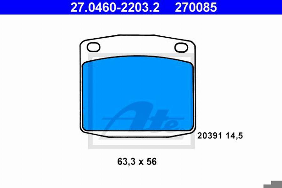 ATE 270085 - Гальмівні колодки, дискові гальма autozip.com.ua