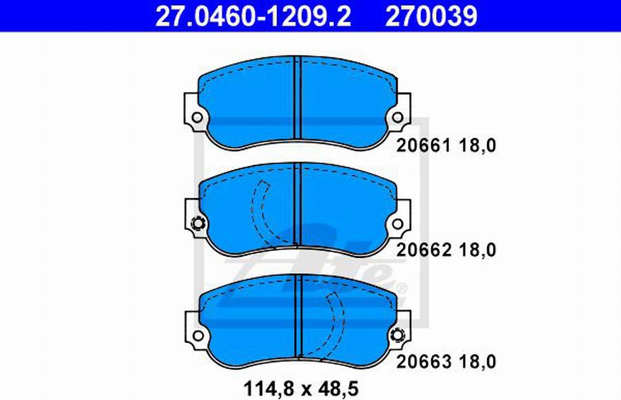 ATE 270039 - Гальмівні колодки, дискові гальма autozip.com.ua