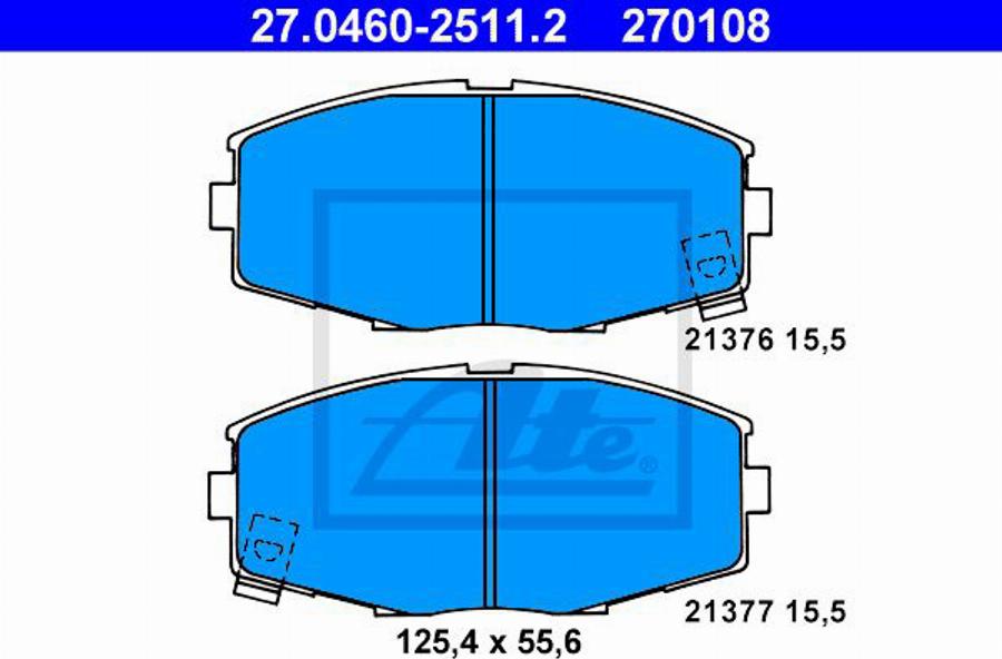 ATE 270108 - Гальмівні колодки, дискові гальма autozip.com.ua