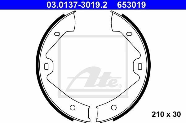 ATE 03.0137-3019.2 - Комплект гальм, ручник, парковка autozip.com.ua