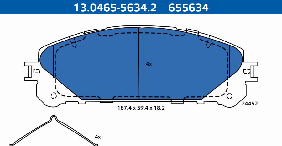 ATE 13.0465-5634.2 - Гальмівні колодки, дискові гальма autozip.com.ua
