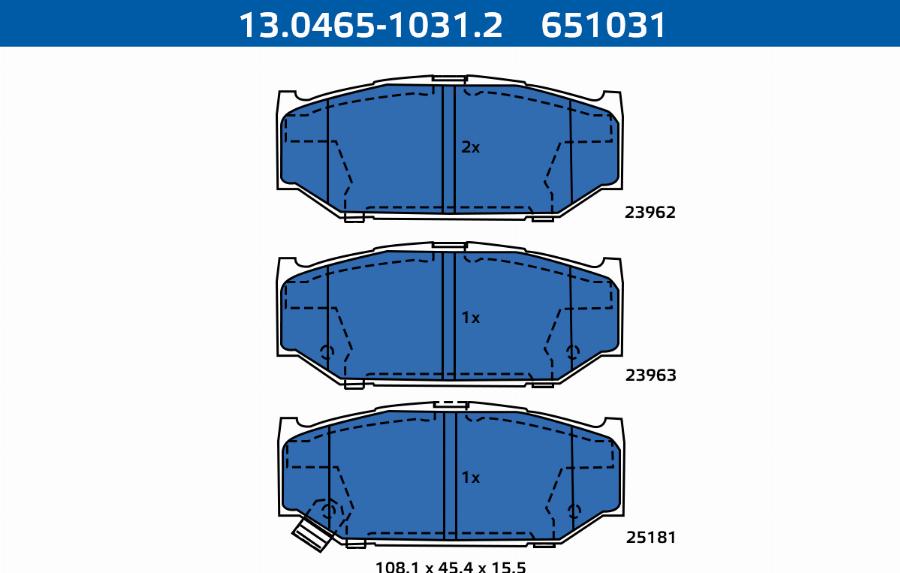 ATE 13.0465-1031.2 - Гальмівні колодки, дискові гальма autozip.com.ua