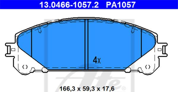 ATE 13.0466-1057.2 - Гальмівні колодки, дискові гальма autozip.com.ua
