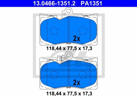 ATE 13.0466-1351.2 - Гальмівні колодки, дискові гальма autozip.com.ua
