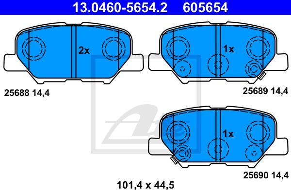 ATE 13.0460-5654.2 - Гальмівні колодки, дискові гальма autozip.com.ua