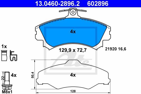 ATE 13.0460-2896.2 - Гальмівні колодки, дискові гальма autozip.com.ua