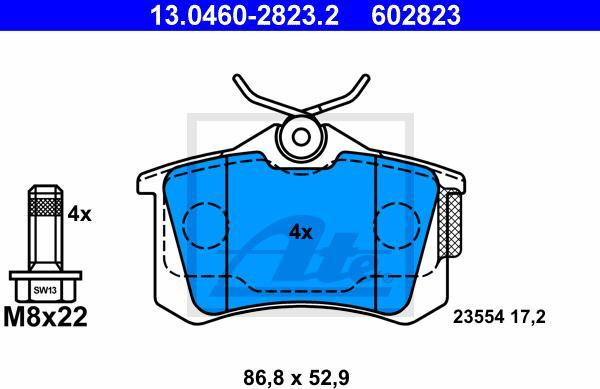 ATE 13.0460-2823.2 - Гальмівні колодки, дискові гальма autozip.com.ua