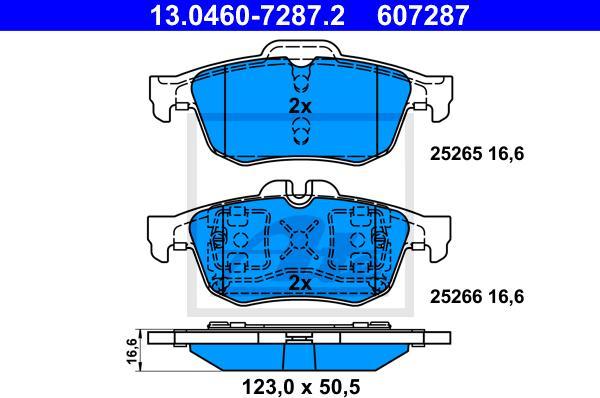ATE 13.0460-7287.2 - Гальмівні колодки, дискові гальма autozip.com.ua