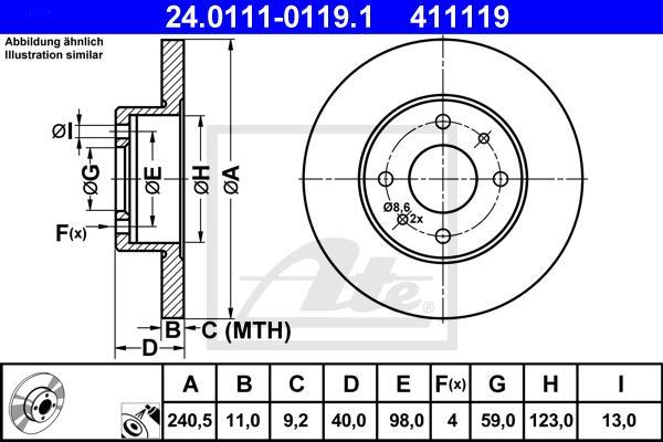 ATE 24.0111-0119.1 - Гальмівний диск autozip.com.ua