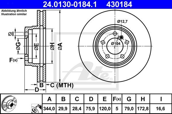 ATE 24.0130-0184.1 - Гальмівний диск autozip.com.ua