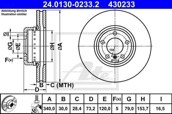 ATE 24.0130-0233.2 - Гальмівний диск autozip.com.ua