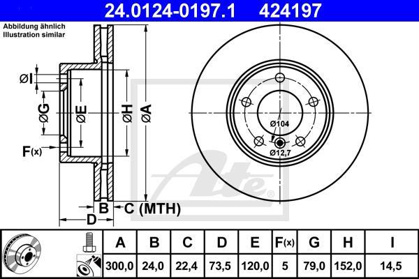 ATE 24.0124-0197.1 - Гальмівний диск autozip.com.ua