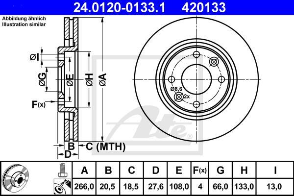 ATE 24.0120-0133.1 - Гальмівний диск autozip.com.ua