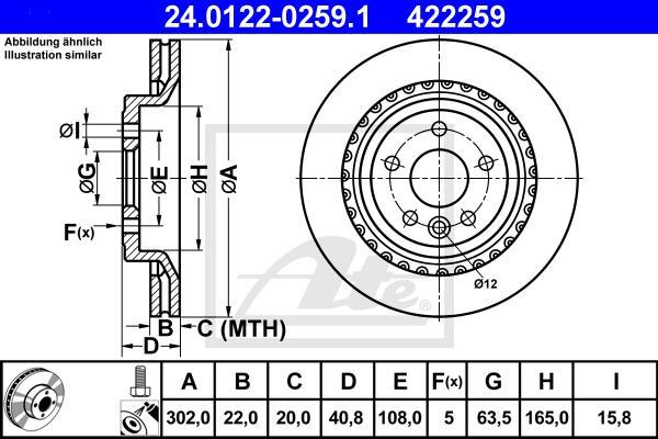 ATE 24.0122-0259.1 - Гальмівний диск autozip.com.ua