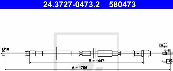 ATE 24.3727-0473.2 - Трос, гальмівна система autozip.com.ua