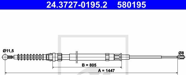 ATE 24.3727-0195.2 - Трос, гальмівна система autozip.com.ua