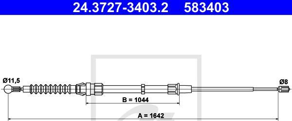 ATE 24.3727-3403.2 - Трос, гальмівна система autozip.com.ua