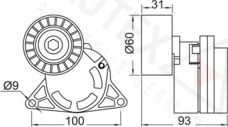 Autex 654483 - Натягувач ременя, клинові зуб. autozip.com.ua