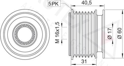 Autex 654189 - Ремінний шків, генератор autozip.com.ua