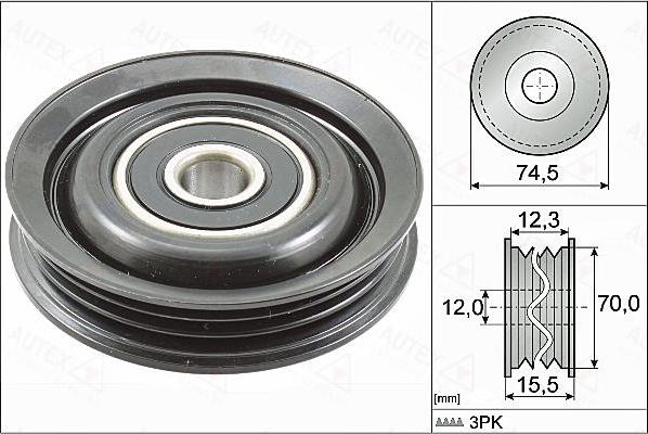 Autex 655127 - Паразитний / провідний ролик, поліклиновий ремінь autozip.com.ua