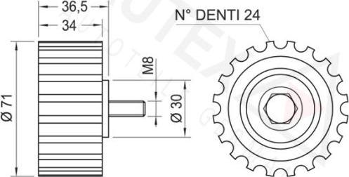 Autex 651851 - Паразитний / Провідний ролик, зубчастий ремінь autozip.com.ua