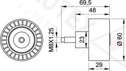 Autex 651777 - Паразитний / Провідний ролик, зубчастий ремінь autozip.com.ua