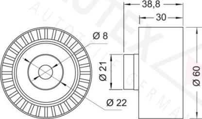 Autex 652043 - Паразитний / Провідний ролик, зубчастий ремінь autozip.com.ua