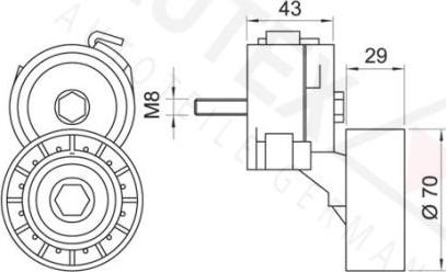 Autex 601872 - Натягувач ременя, поліклиновий ремінь autozip.com.ua