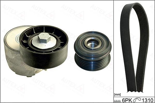 Autex 702909 - Поликлиновий ремінний комплект autozip.com.ua