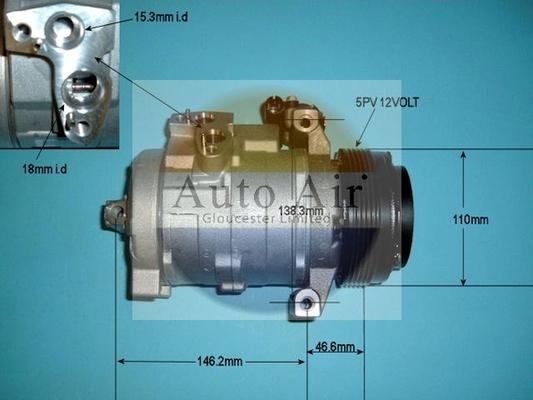 Auto Air Gloucester 14-9722P - Компресор, кондиціонер autozip.com.ua