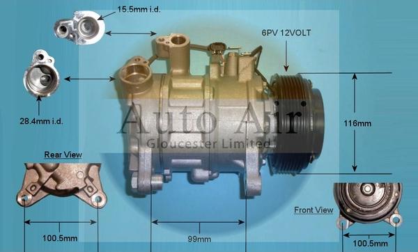 Auto Air Gloucester 14-0089P - Компресор, кондиціонер autozip.com.ua